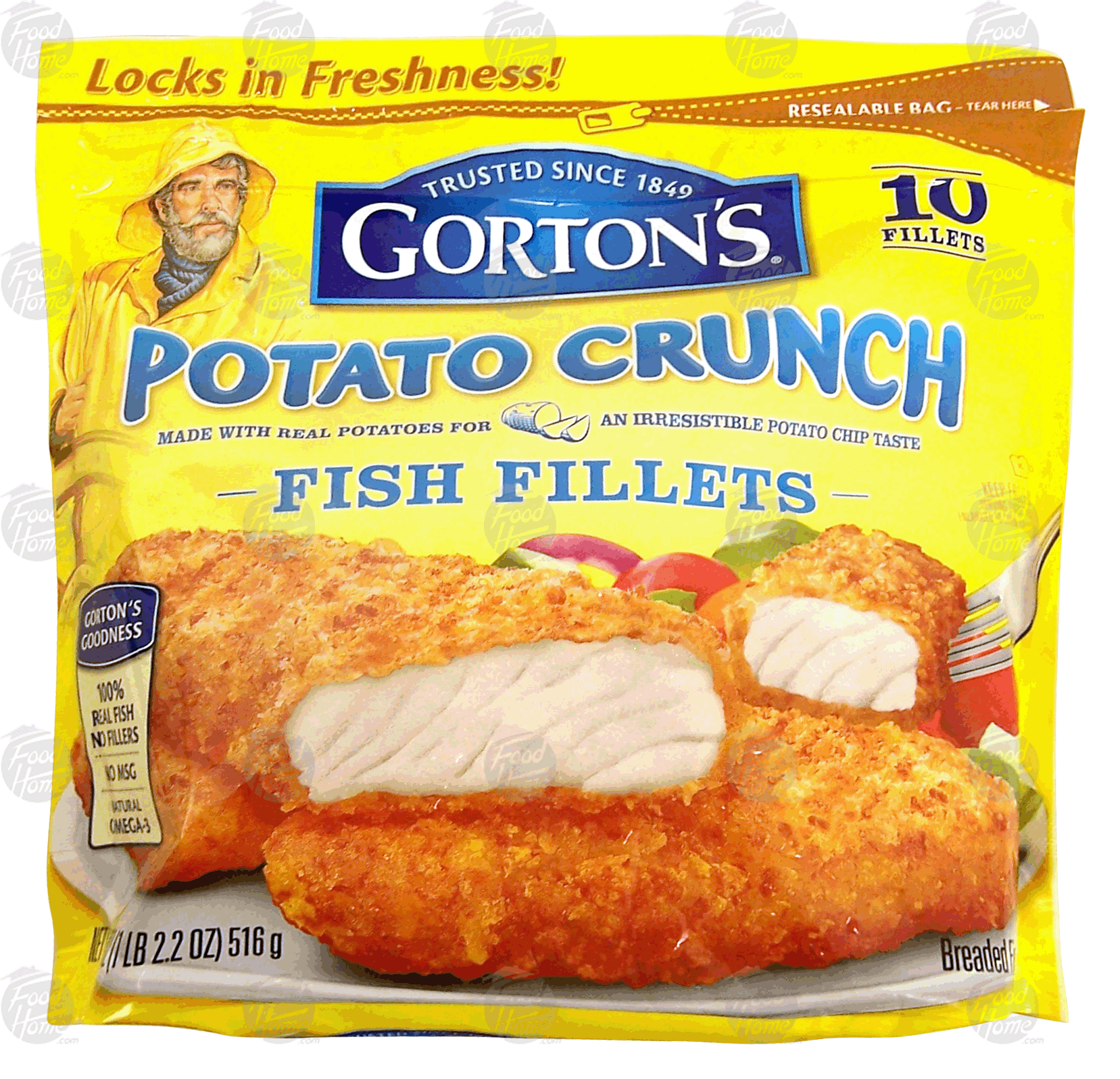 Gorton's  potato crunch fish fillets, made with real potatoes for an irresistable potato chip taste, 10 ct Full-Size Picture